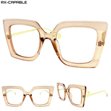 Oversized Exaggerated Retro Cat Eye Clear Lens EYEGLASSES Large Nude & Gold  Optical Frame - RX Capable 1152