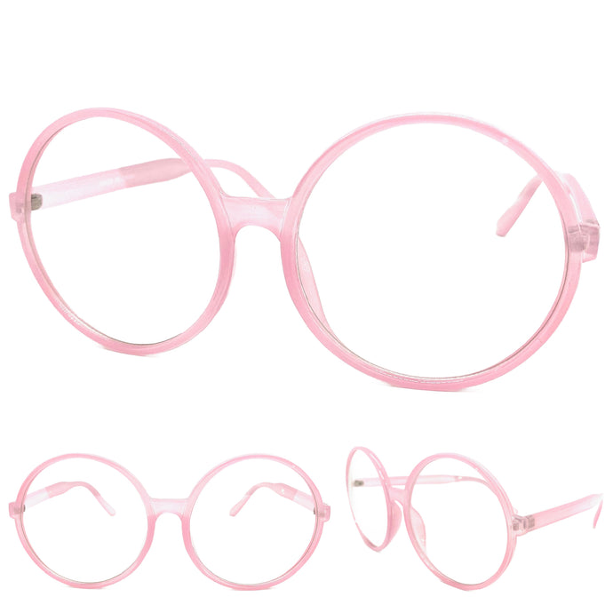 Oversized Vintage Retro Style Clear Lens EYEGLASSES X-Large Pink Frame 80828