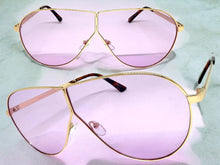 Oversized Modern Retro Shield Style SUNGLASSES Large Rose Gold Frame - Purple Lens 4617