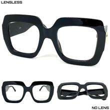 Oversized Vintage Retro Style Large Black Lensless Eye Glasses- Frame Only NO Lens 5255