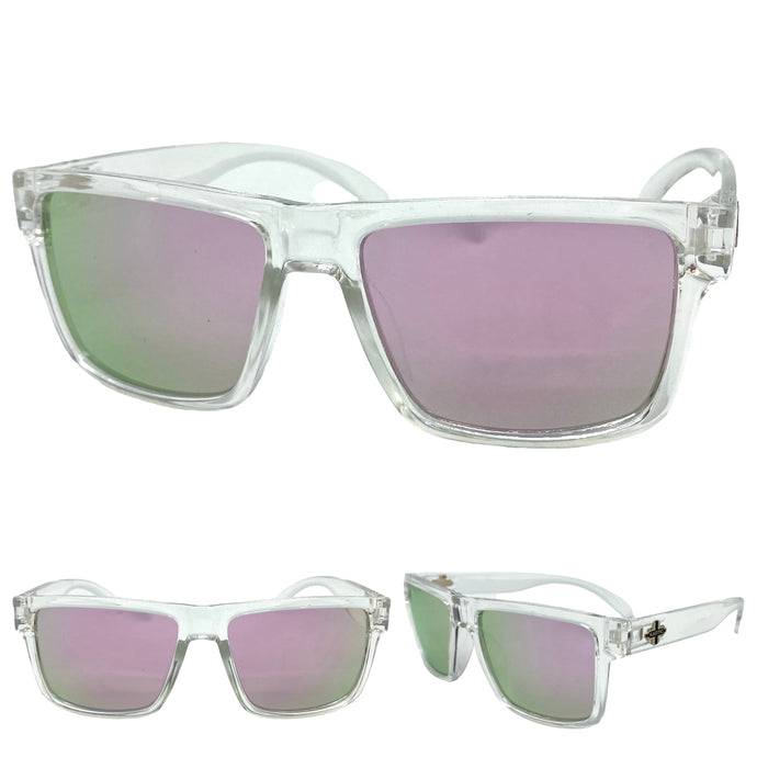 Classic Biker Motorcycle Hardcore Sporty SUNGLASSES Clear Frame K0012