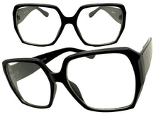 Oversized Classic Vintage Retro Style Clear Lens EYEGLASSES Large Square Black Frame 80843