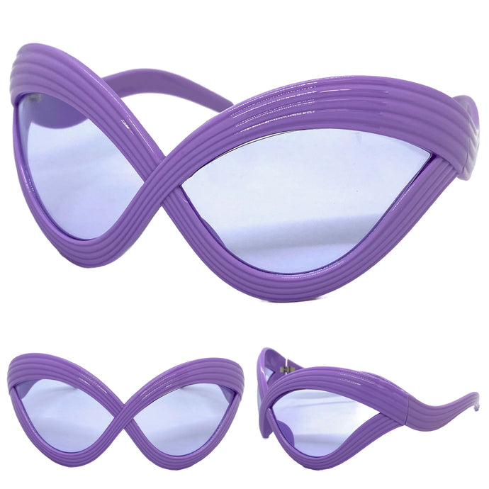 Oversized Exaggerated Modern Retro Futuristic Style SUNGLASSES Large Purple Frame 2159