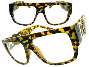 Classic Vintage Retro Hip Hop Rapper Style Clear Lens EYEGLASSES Large Thick Tortoise Frame 5355
