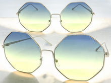 Oversized Exaggerated Vintage Retro Style SUNGLASSES Large Silver Octagon Frame 4150