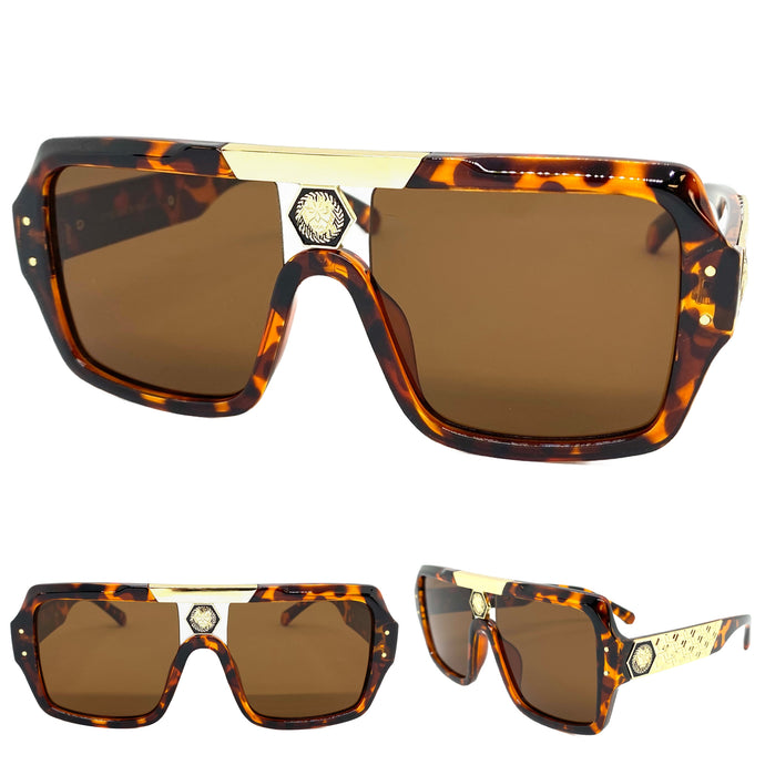 Classic Vintage Retro Hardcore Hip Hop Rapper Pimp Style SUNGLASSES Square Thick Tortoise Frame 59286