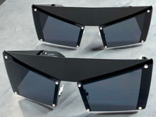 Modern Retro Futuristic Party Raver Style SUNGLASSES Unusual Black Frame 5275