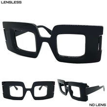 Oversized Classic Vintage Retro Style Large Thick Square Black Lensless Eye Glasses- Frame Only NO Lens 80519