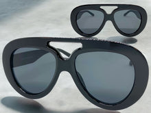 Oversized Vintage Retro Aviator Style SUNGLASSES Large Black Frame 80849