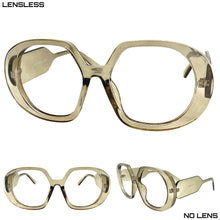 Oversized Classic Vintage Retro Style Large Thick Oval Gray Lensless Eye Glasses- Frame Only NO Lens 80141