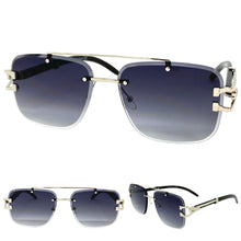 Classic Elegant Luxury Retro Hip Hop Style SUNGLASSES Silver & Wood Frame 7357