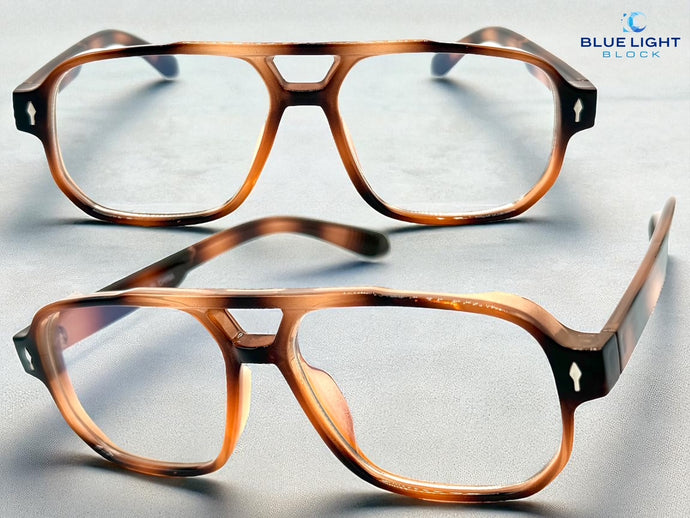 Classic Vintage Retro Style Clear Lens Blue Light Block Computer EYEGLASSES Brown Frame 55013
