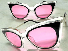 Classic Vintage Retro Cat Eye Style SUNGLASSES Funky Clear & Black Frame 1720