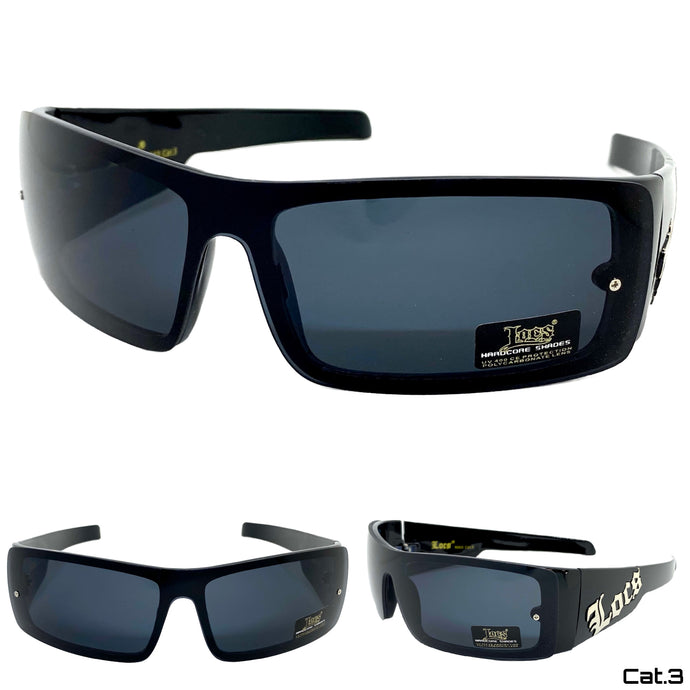 Classic Biker Gangster Hardcore Wrap Around LOCS SUNGLASSES Black Frame 9063