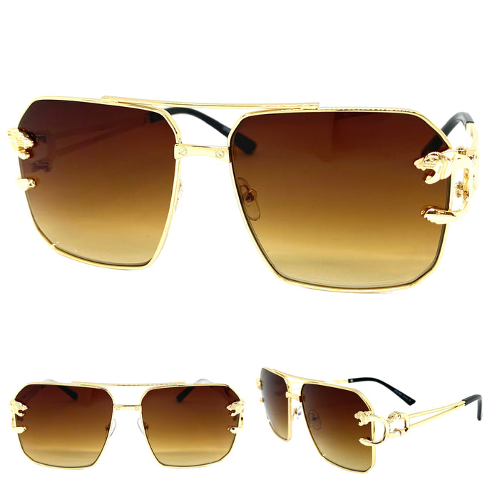 Classic Vintage Retro Luxury Aviator Style SUNGLASSES Gold Metal Frame 27697