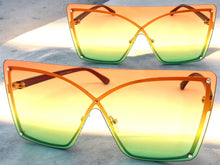 Oversized Exaggerated Modern Retro Shield Style SUNGLASSES Large Flat Multicolor Lens E0443
