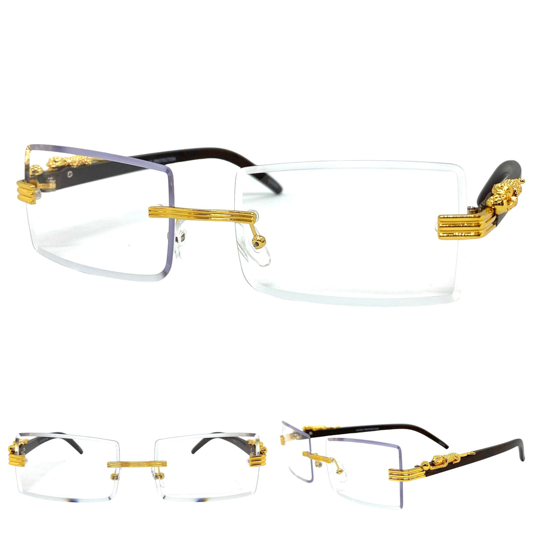 Classy Elegant Luxury Modern Designer Style Clear Lens EYEGLASSES Gold Rimless Frame 5302