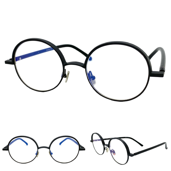 Classic Vintage Retro Style Clear Lens EYEGLASSES Round Black Frame 8143