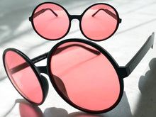 Oversized Classic Vintage Retro Style SUNGLASSES X-Large Round Black Frame 1734