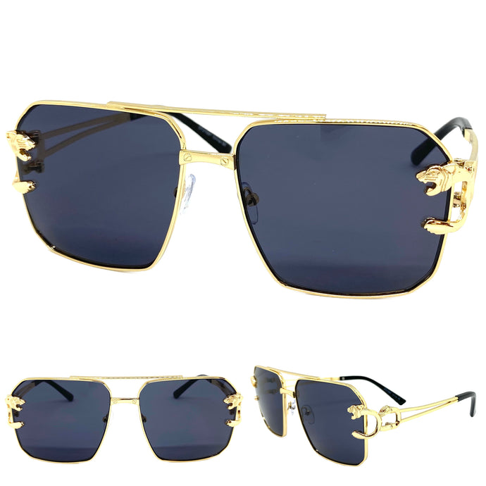 Classic Vintage Retro Luxury Aviator Style SUNGLASSES Gold Metal Frame 27697