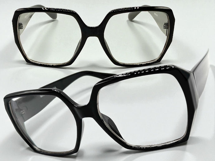 Oversized Classic Vintage Retro Style Clear Lens EYEGLASSES Large Square Black Frame 80843