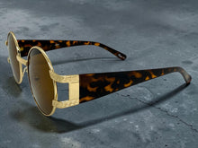 Classic Vintage Retro Luxury Hip Hop Rapper Style SUNGLASSES Round Gold Frame - Brown Lens 6556