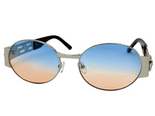 Classic Vintage Retro Luxury Hip Hop Rapper Style SUNGLASSES Oval Silver Frame - Blue Lens 27736