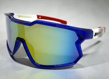 Oversized Sporty Wrap Around Style SUNGLASSES Large Blue Patriotic USA Flag Frame 3737