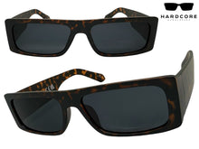 Classic Hardcore Biker Gangster Style SUNGLASSES Thick Rectangular Tortoise Frame - Dark Lens 81019
