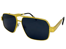 Classic Vintage Retro Luxury Hip Hop Rapper Style SUNGLASSES Square Gold Frame - Dark Lens E2206