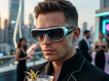 Space Futuristic Robotic Cyclops Modern Contemporary Party Raver SUNGLASSES Sleek Silver Frame LH315