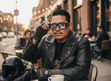 Classic Hardcore Biker Gangster Style LOCS SUNGLASSES X-Large Thick Black Frame - Chrome Lens 91321