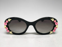 Classic Elegant Vintage Retro Style SUNGLASSES Thick Black Oval Floral Frame 17008