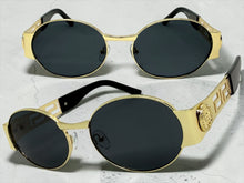 Classic Vintage Retro Luxury Hip Hop Rapper Style SUNGLASSES Oval Gold Frame - Dark Lens 27736