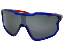 Oversized Sporty Wrap Around Style SUNGLASSES Large Blue Patriotic USA Flag Frame 3737