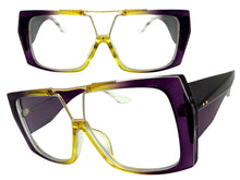 Oversized Classic Vintage Retro Shield Style Clear Lens EYEGLASSES Large Purple Frame 3130