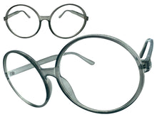 Oversized Vintage Retro Style Clear Lens EYEGLASSES X-Large Round Gray Frame 15032