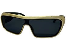 Space Futuristic Robotic Cyclops Modern Contemporary Party Raver SUNGLASSES Sleek Gold Frame LH315