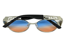 Classic Vintage Retro Luxury Hip Hop Rapper Style SUNGLASSES Oval Silver Frame - Blue Lens 27736