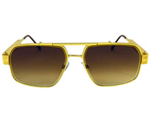 Classic Vintage Retro Luxury Hip Hop Rapper Style SUNGLASSES Square Gold Frame - Honey Lens E2206