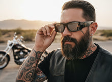 Classic Hardcore Gangster Biker Style Choppers SUNGLASSES Thick Black Frame - Silver Lens 6785
