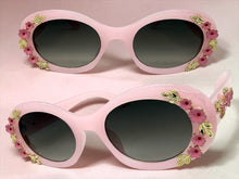 Classic Elegant Vintage Retro Style SUNGLASSES Thick Pink Oval Floral Frame 17008