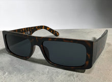 Classic Hardcore Biker Gangster Style SUNGLASSES Thick Rectangular Tortoise Frame - Dark Lens 81019