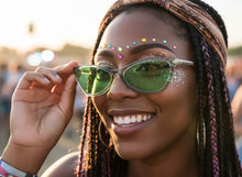 Classy Elegant Modern Retro Cat Eye Style SUNGLASSES Sleek Gray Frame - Green Lens 6779
