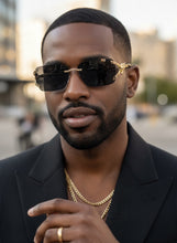 Classy Elegant Luxury Hip Hop Rapper Style SUNGLASSES Rimless Gold & Faux Wooden Frame - Dark Lens 27806