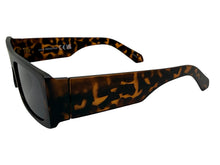Classic Hardcore Biker Gangster Style SUNGLASSES Thick Rectangular Tortoise Frame - Dark Lens 81019