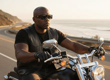 Classic Hardcore Gangster Biker Style Choppers SUNGLASSES Thick Black Frame - Dark Lens 6785
