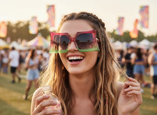 Oversized Exaggerated Vintage Retro Style SUNGLASSES Large Dark Fuchsia & Green Frame 1091