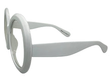Oversized Vintage Retro Style Clear Lens EYEGLASSES X-Large Round White Frame E6009