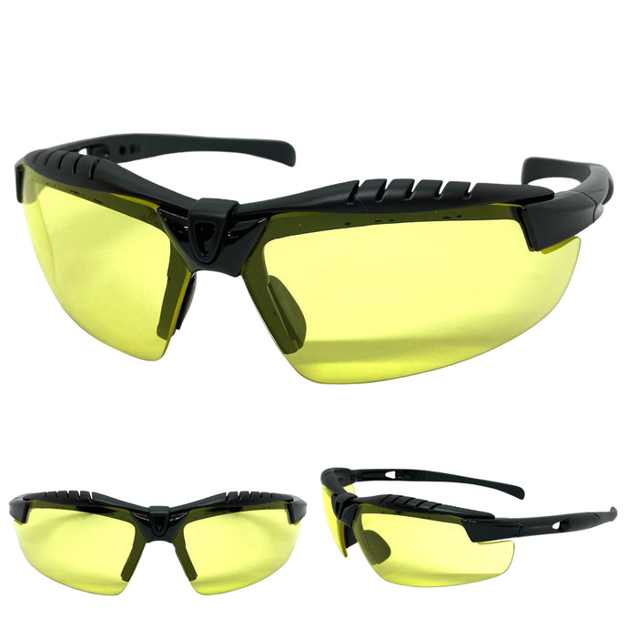 Motorcycle Biker Day or Night Riding SUNGLASSES Safety Eyewear HD Yellow Lens 5240